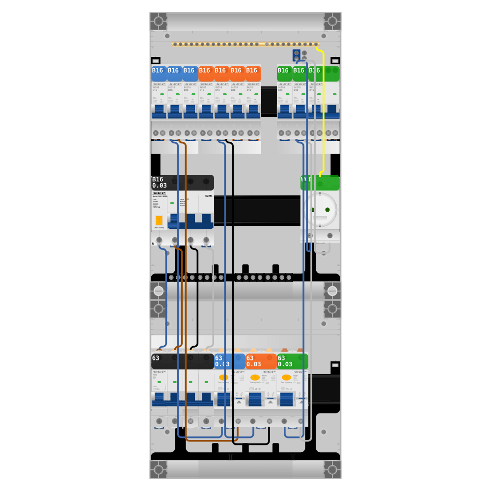 SEP Pro Groepenkast PV-ready 63A 3 fase 9 groepen + wcd + kookgroep + kracht