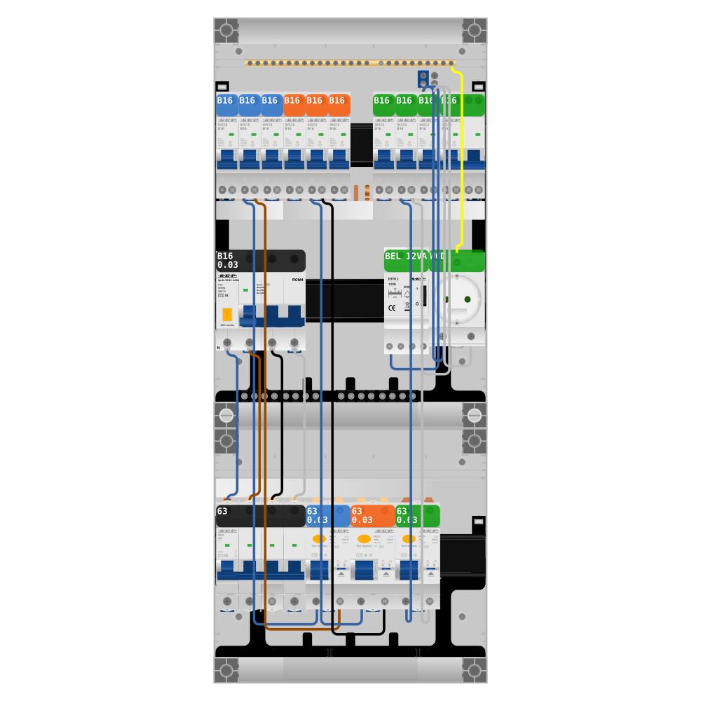 SEP Pro Groepenkast PV-ready 63A 3 fase 9 groepen + beltrafo + wcd + kookgroep + kracht