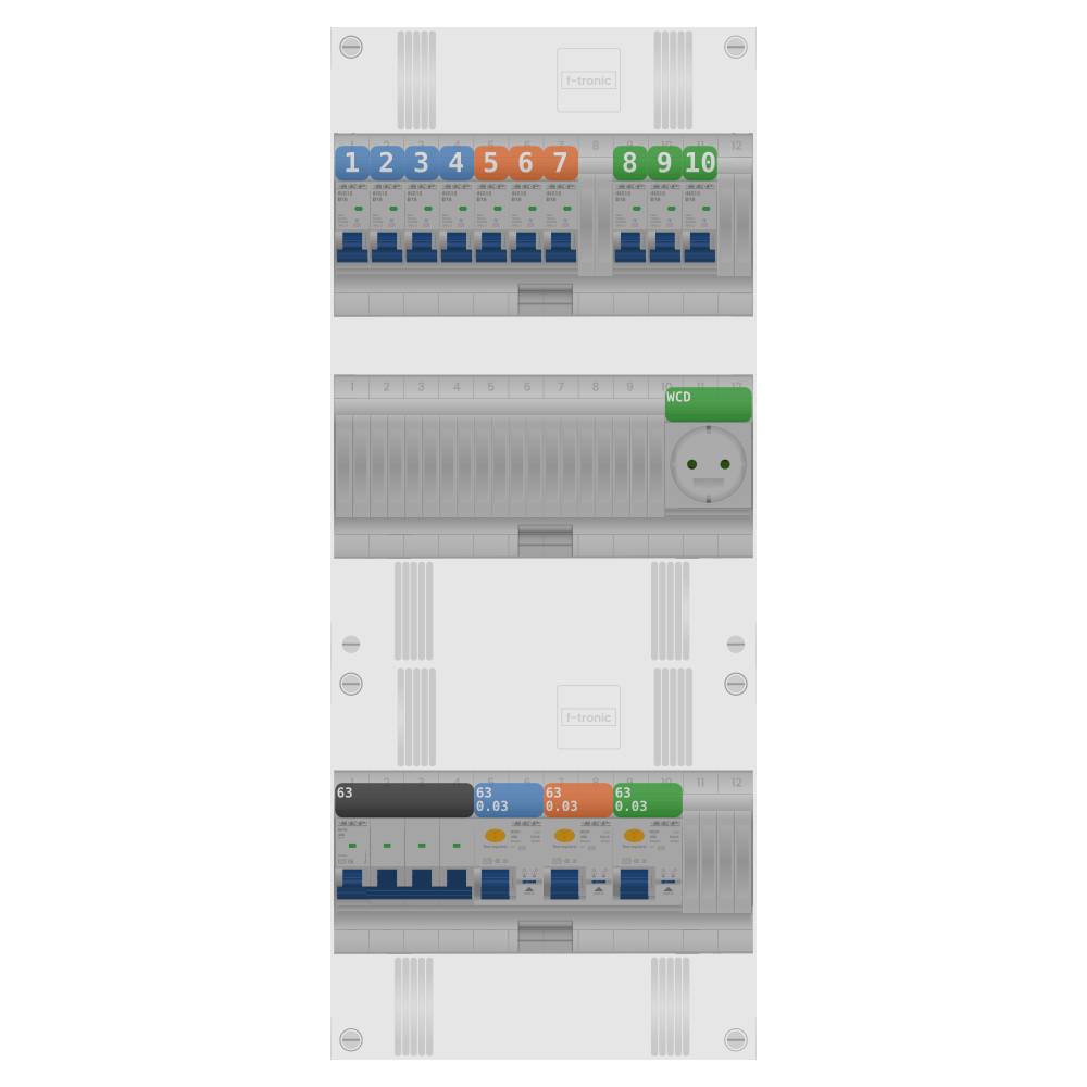 SEP Pro Groepenkast PV-ready 63A 3 fase 10 groepen + wcd