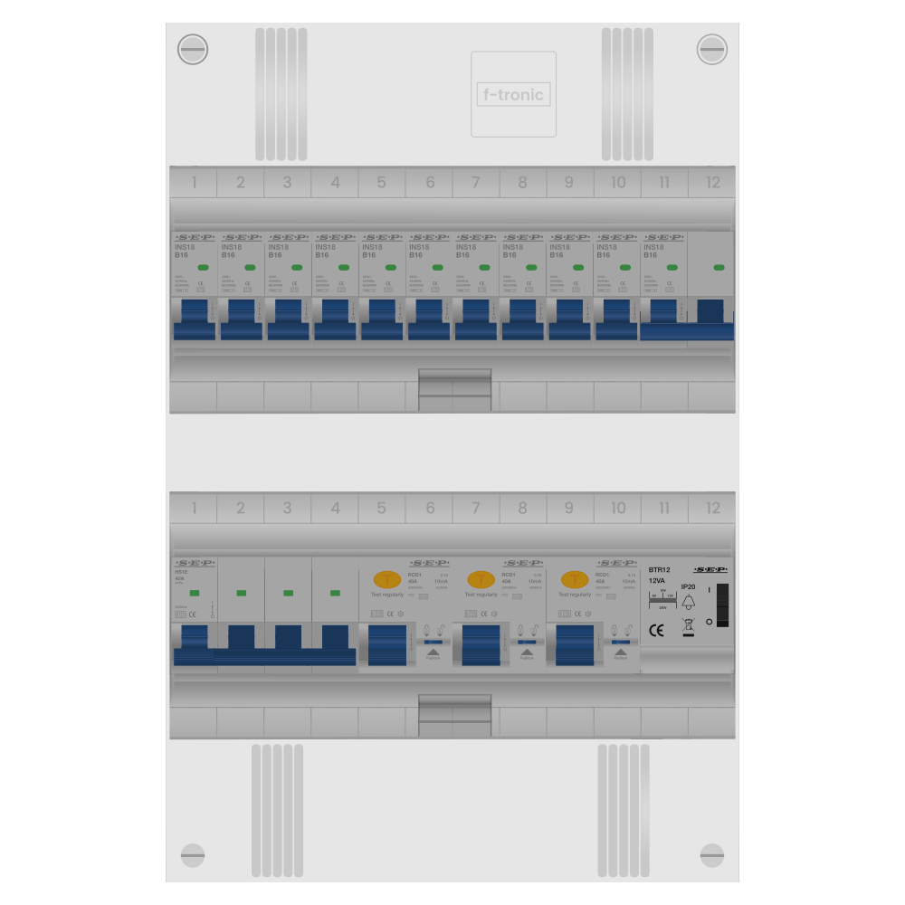 SEP Pro Groepenkast PV-ready 63A 3 fase 10 groepen + beltrafo + kookgroep