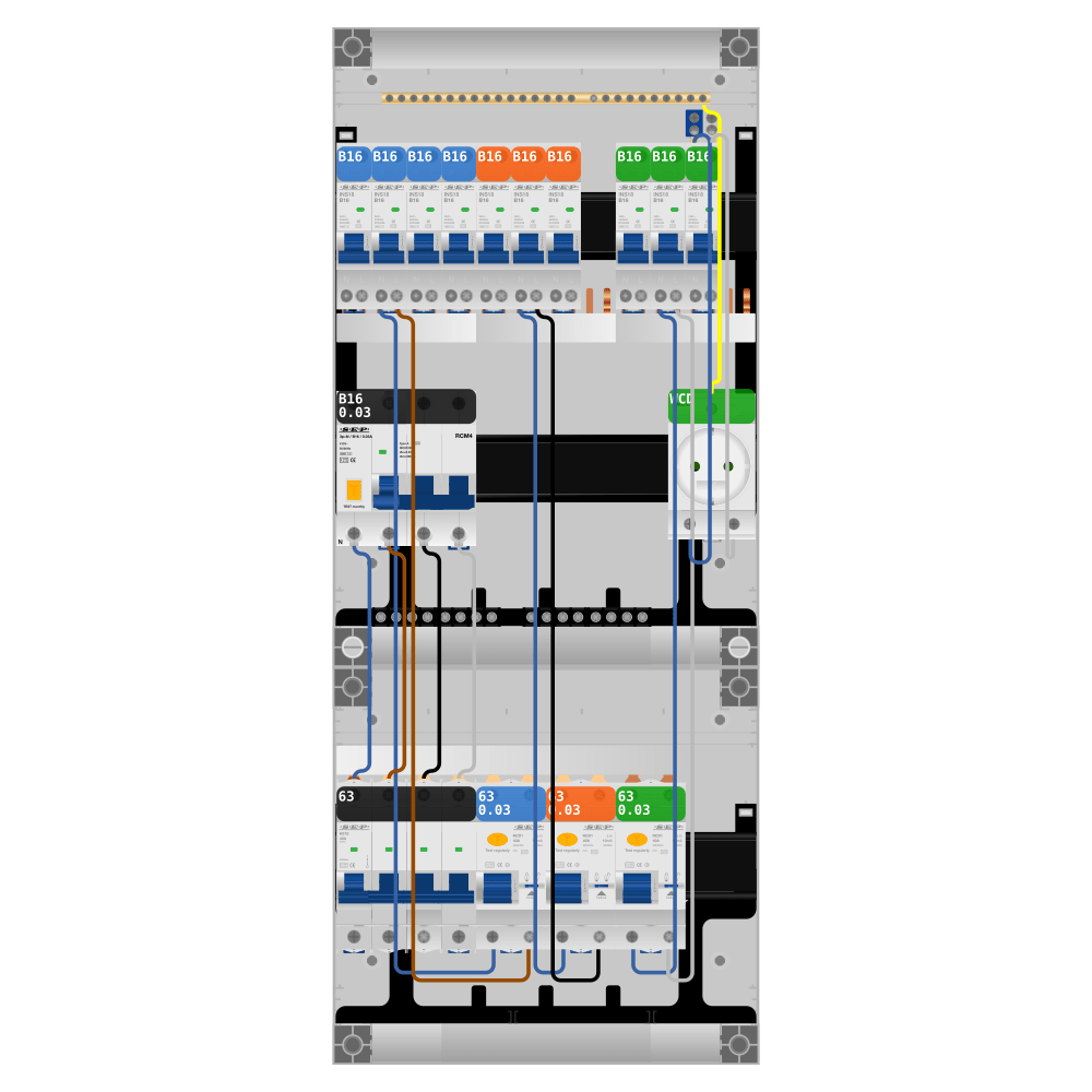 SEP Pro Groepenkast PV-ready 63A 3 fase 10 groepen + wcd + kracht