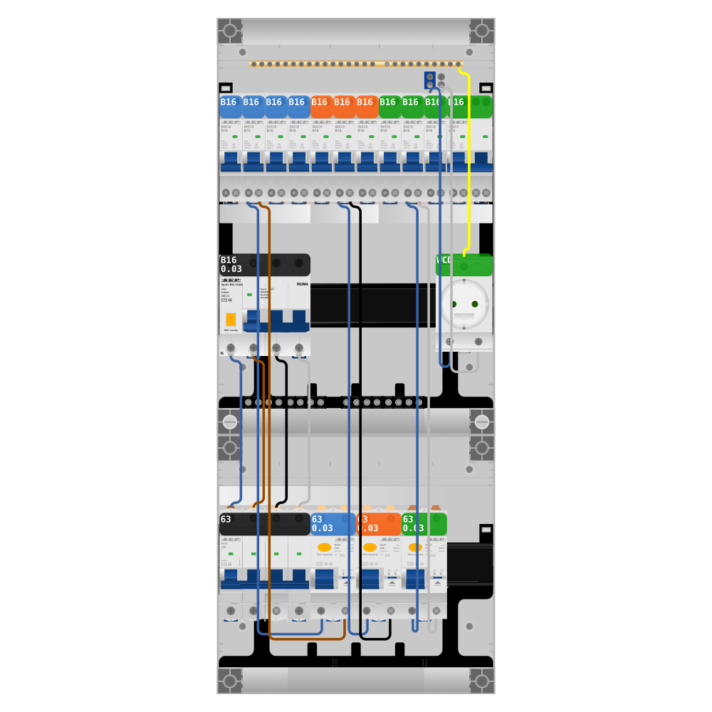 SEP Pro Groepenkast PV-ready 63A 3 fase 10 groepen + wcd + kookgroep + kracht