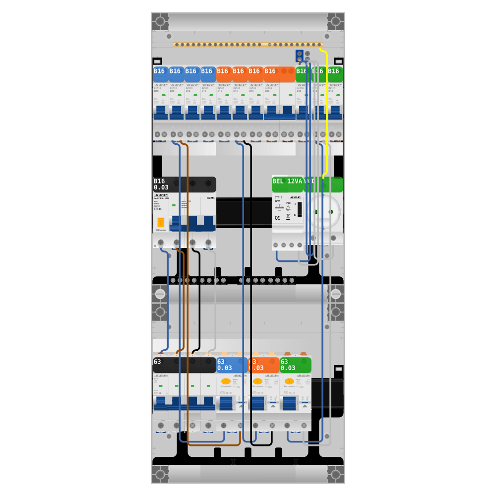 SEP Pro Groepenkast PV-ready 63A 3 fase 10 groepen + beltrafo + wcd + kookgroep + kracht
