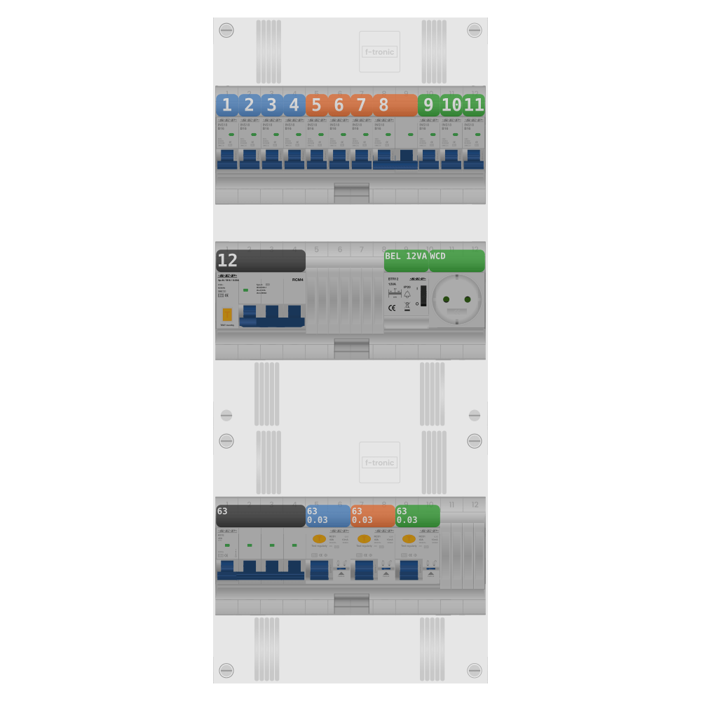 SEP Pro Groepenkast PV-ready 63A 3 fase 10 groepen + beltrafo + wcd + kookgroep + kracht