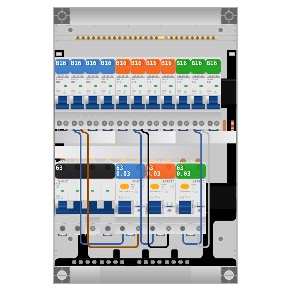 SEP Pro Groepenkast PV-ready 63A 3 fase 11 groepen