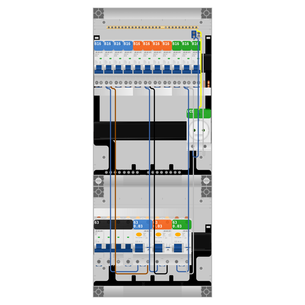 SEP Pro Groepenkast PV-ready 63A 3 fase 11 groepen + wcd