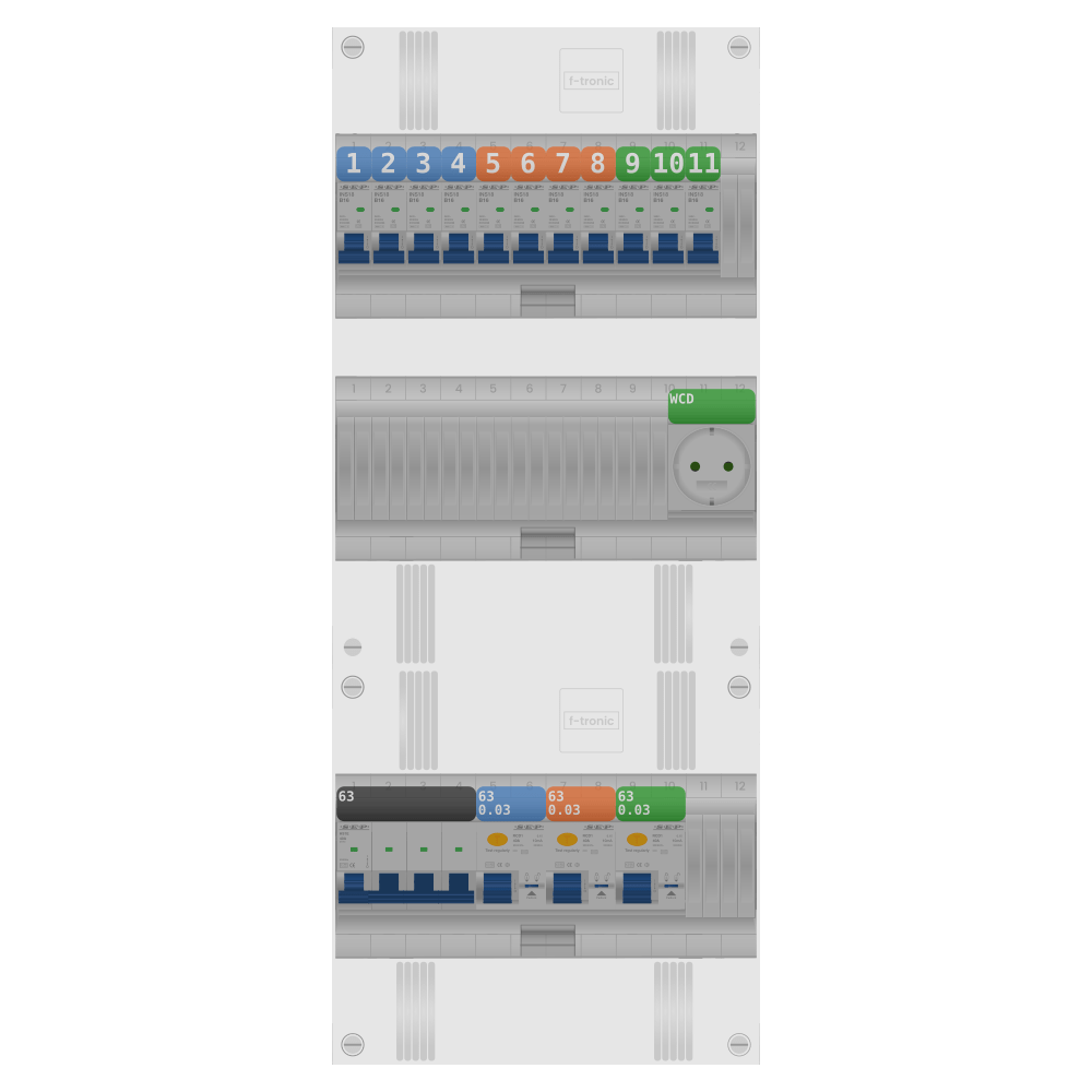 SEP Pro Groepenkast PV-ready 63A 3 fase 11 groepen + wcd