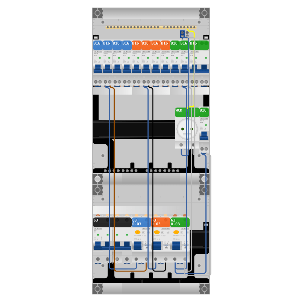 SEP Pro Groepenkast PV-ready 63A 3 fase 11 groepen + wcd + kookgroep
