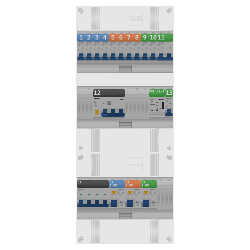 SEP Pro Groepenkast PV-ready 63A 3 fase 11 groepen + beltrafo + kookgroep + kracht