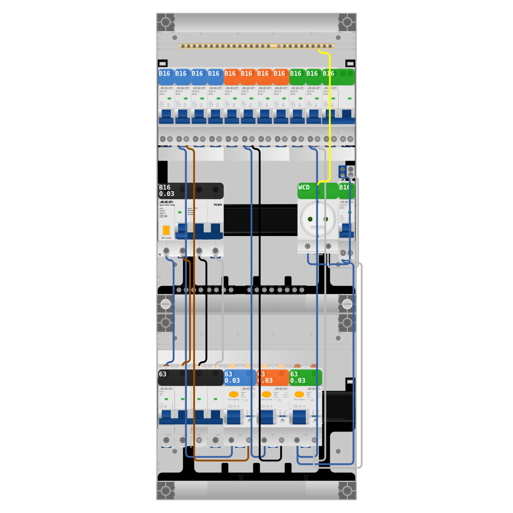SEP Pro Groepenkast PV-ready 63A 3 fase 11 groepen + wcd + kookgroep + kracht