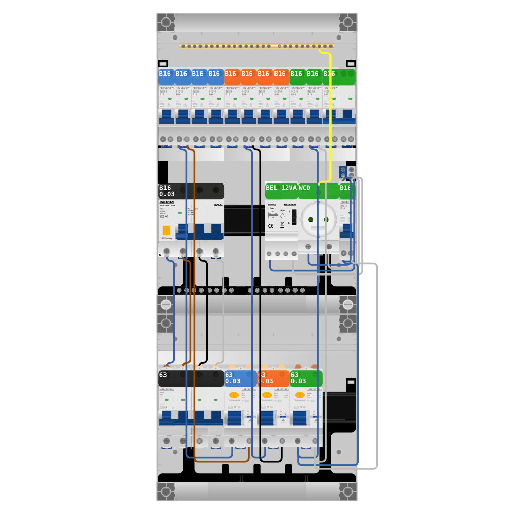 SEP Pro Groepenkast PV-ready 63A 3 fase 11 groepen + beltrafo + wcd + kookgroep + kracht