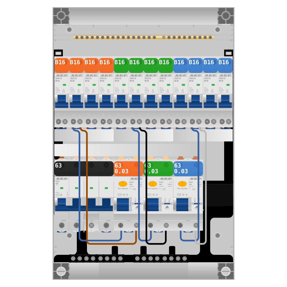 SEP Pro Groepenkast PV-ready 63A 3 fase 12 groepen