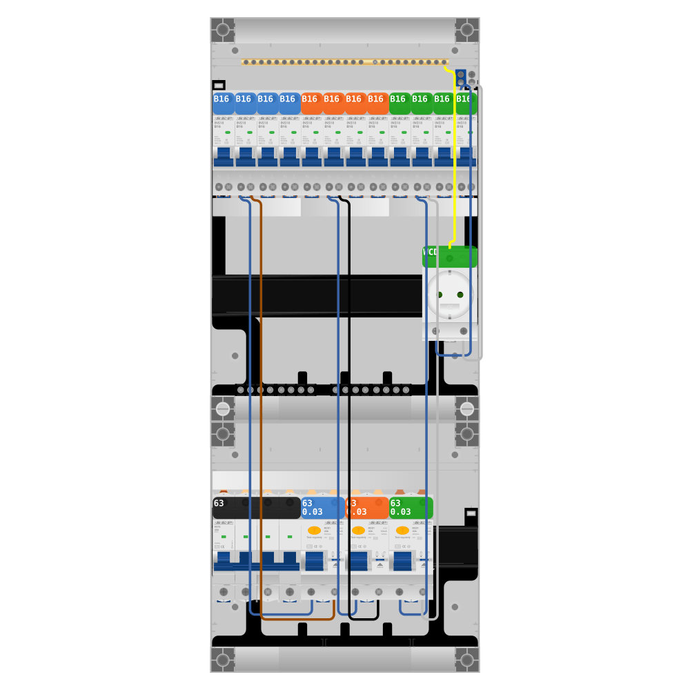 SEP Pro Groepenkast PV-ready 63A 3 fase 12 groepen + wcd