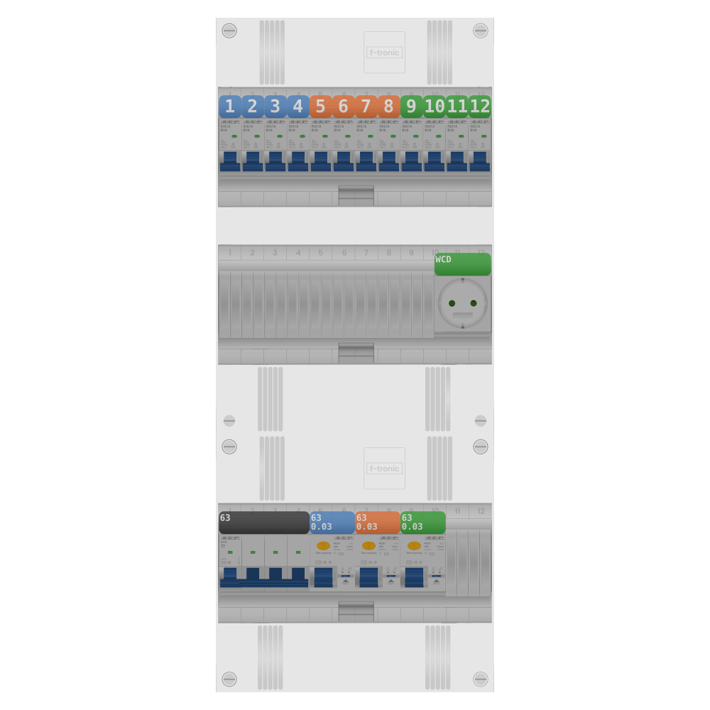 SEP Pro Groepenkast PV-ready 63A 3 fase 12 groepen + wcd