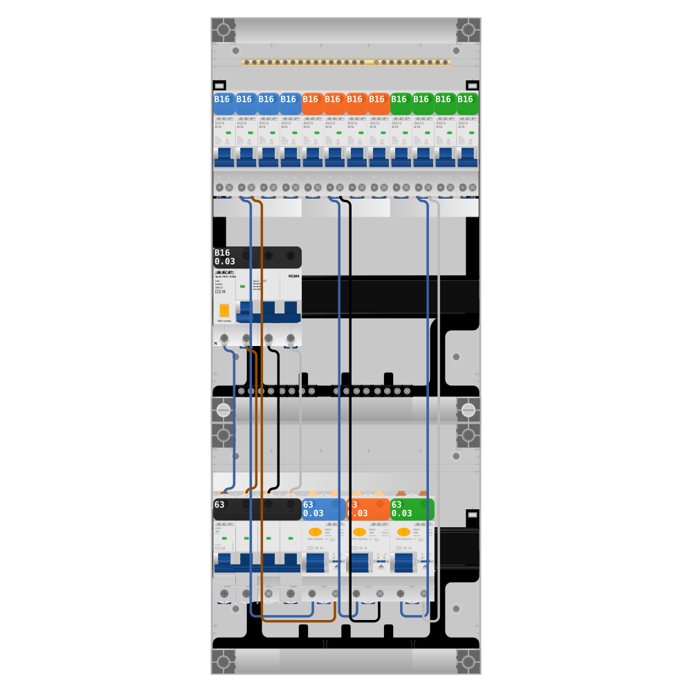SEP Pro Groepenkast PV-ready 63A 3 fase 12 groepen + kracht