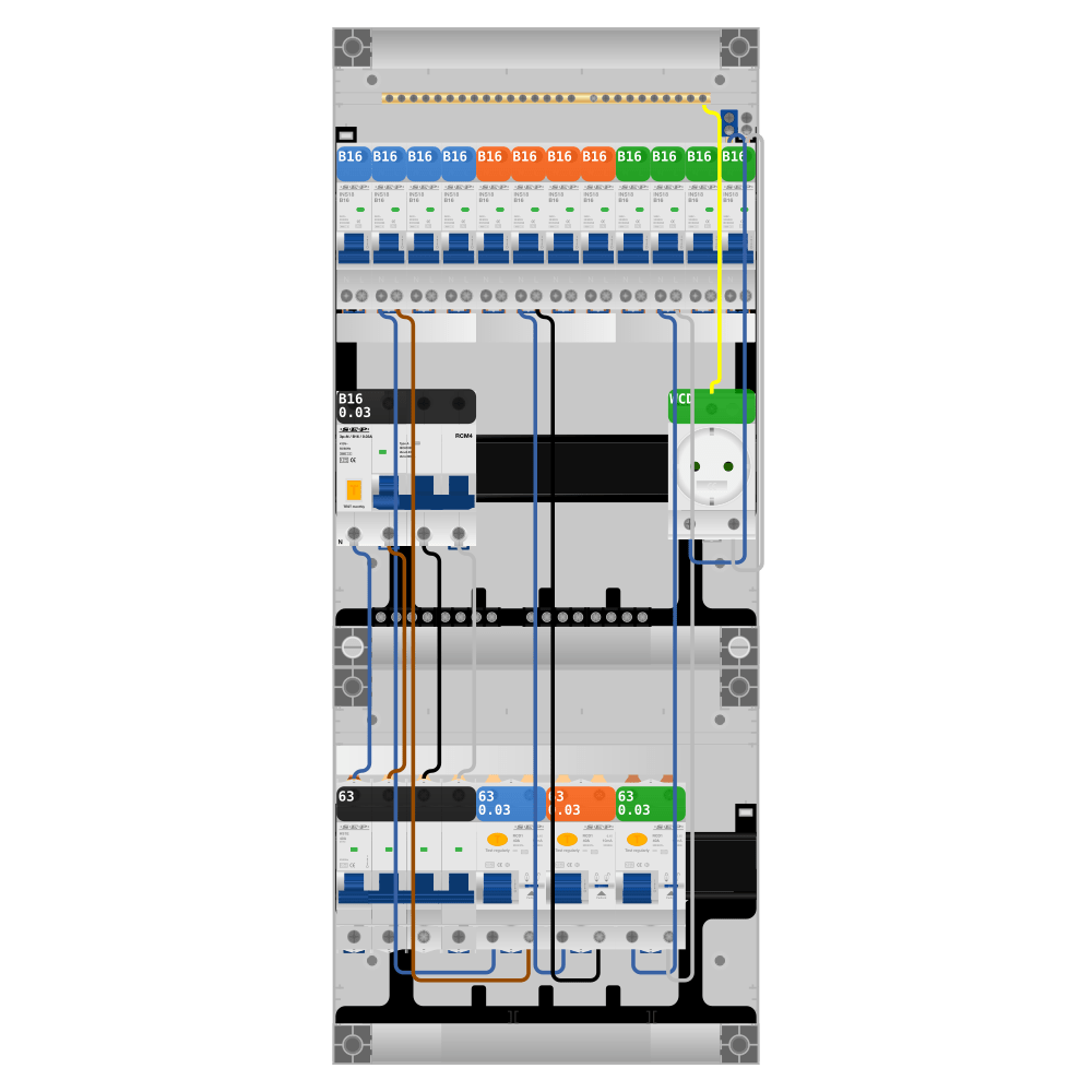 SEP Pro Groepenkast PV-ready 63A 3 fase 12 groepen + wcd + kracht