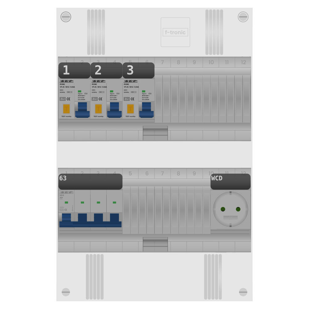SEP Pro Groepenkast PV-ready 63A 3 fase 3 alamat + wcd