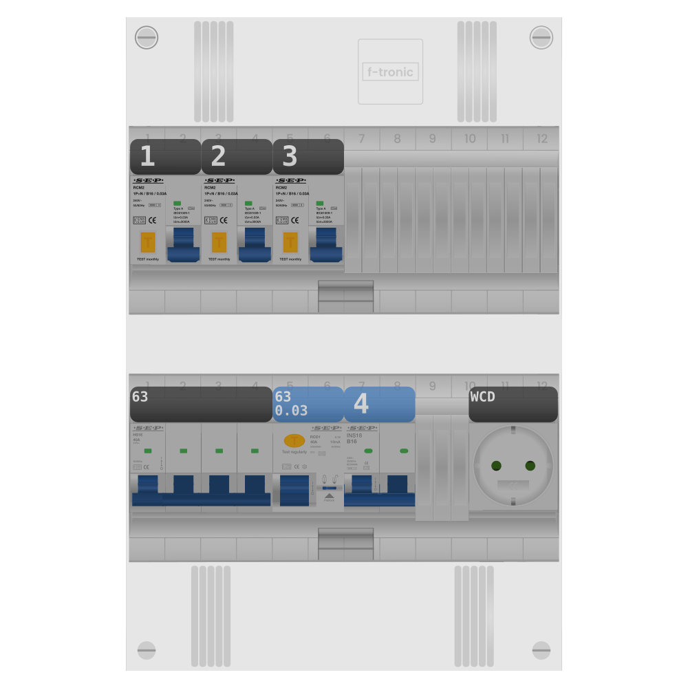 SEP Pro Groepenkast PV-ready 63A 3 fase 3 alamat + wcd + kookgroep