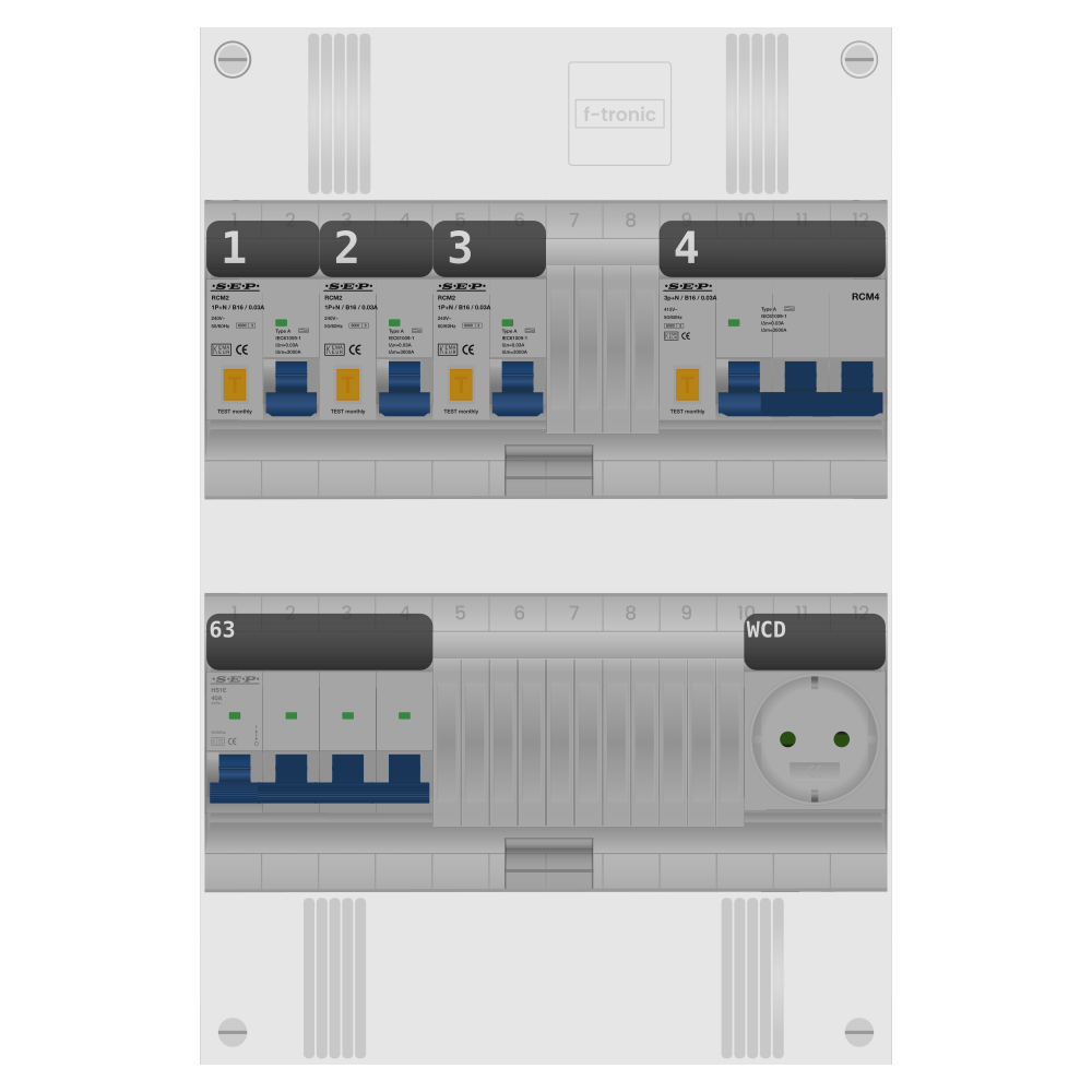 SEP Pro Groepenkast PV-ready 63A 3 fase 3 alamat + wcd + kookgroep