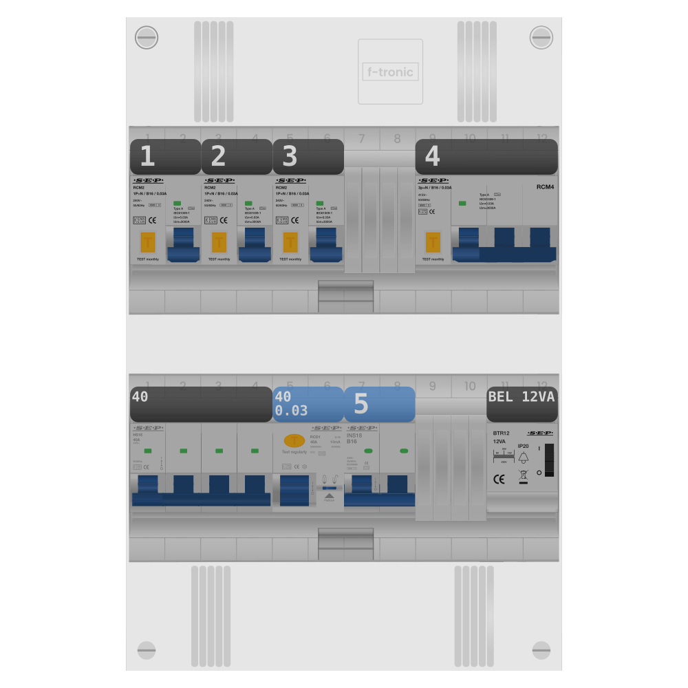 SEP Pro Groepenkast PV-ready 63A 3 fase 3 alamat + beltrafo + kookgroep + kracht