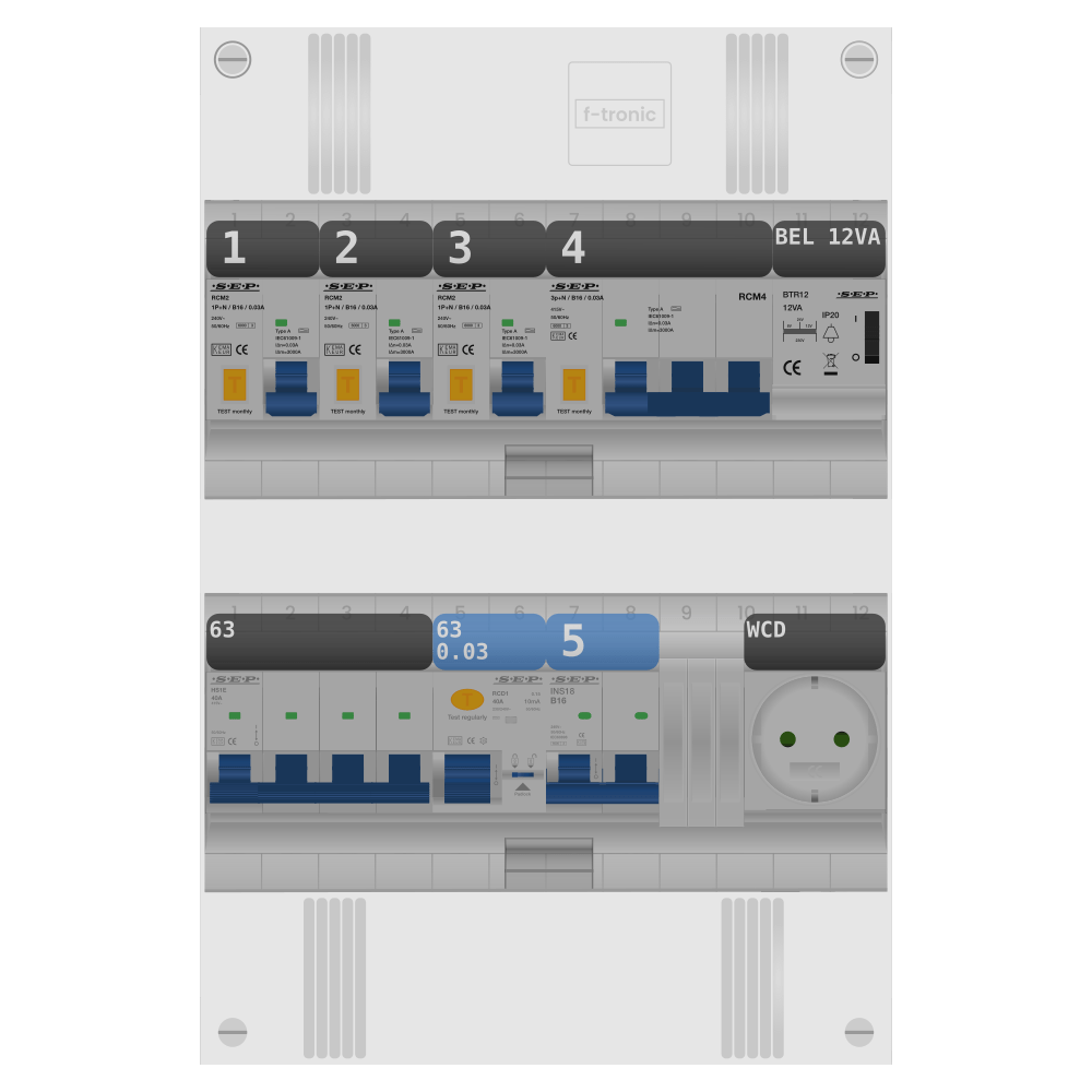 SEP Pro Groepenkast PV-ready 63A 3 fase 3 alamat + beltrafo + wcd + kookgroep + kracht