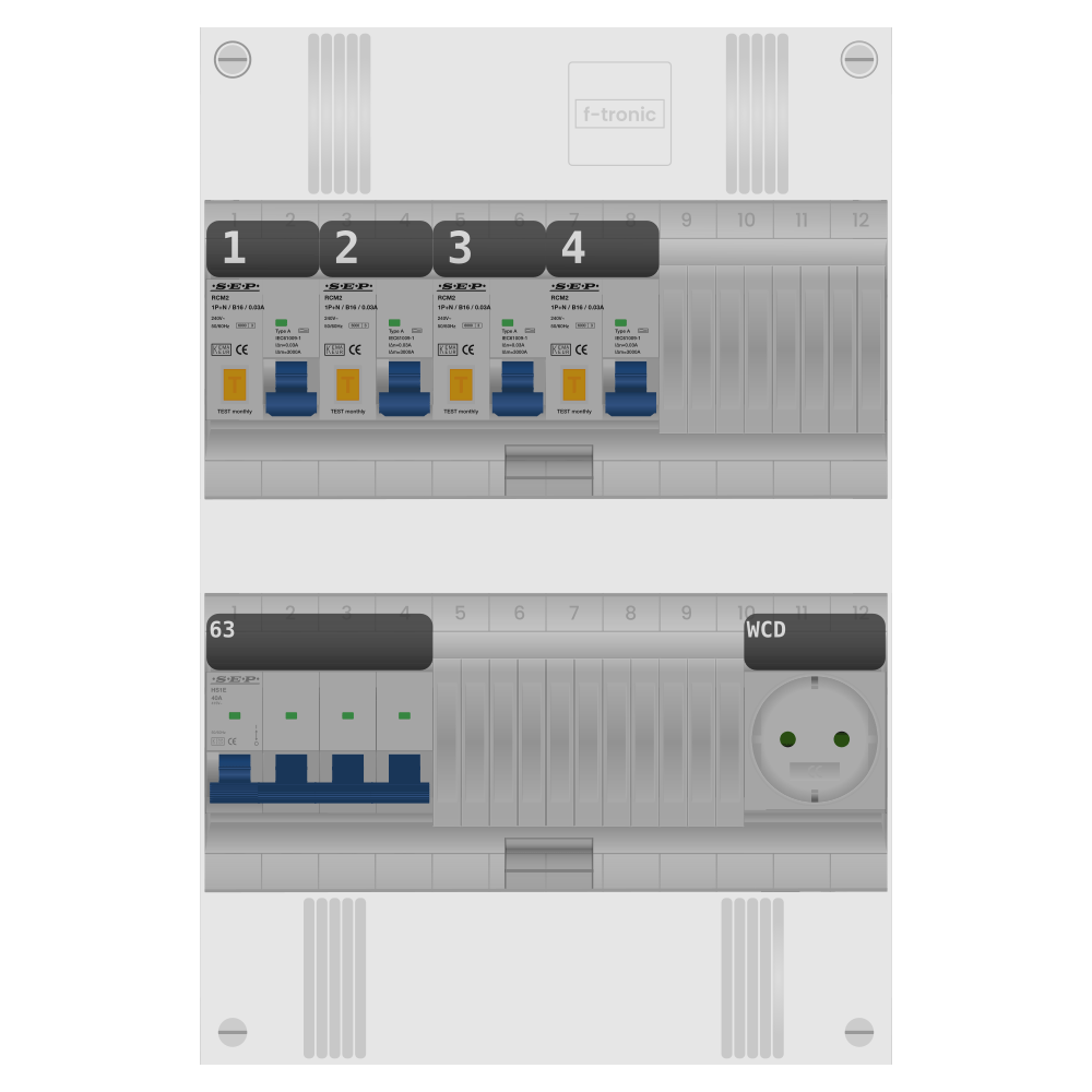SEP Pro Groepenkast PV-ready 63A 3 fase 4 alamat + wcd