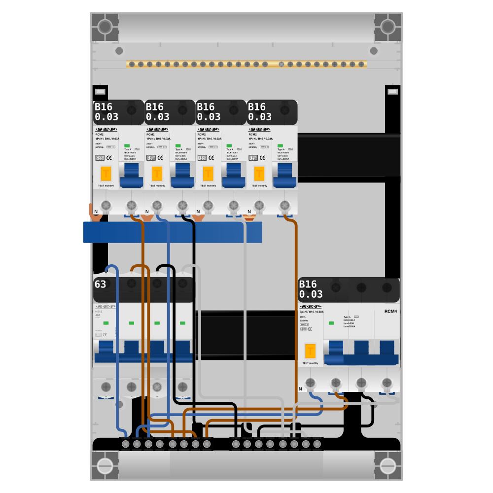 SEP Pro Groepenkast PV-ready 63A 3 fase 4 alamat + kracht