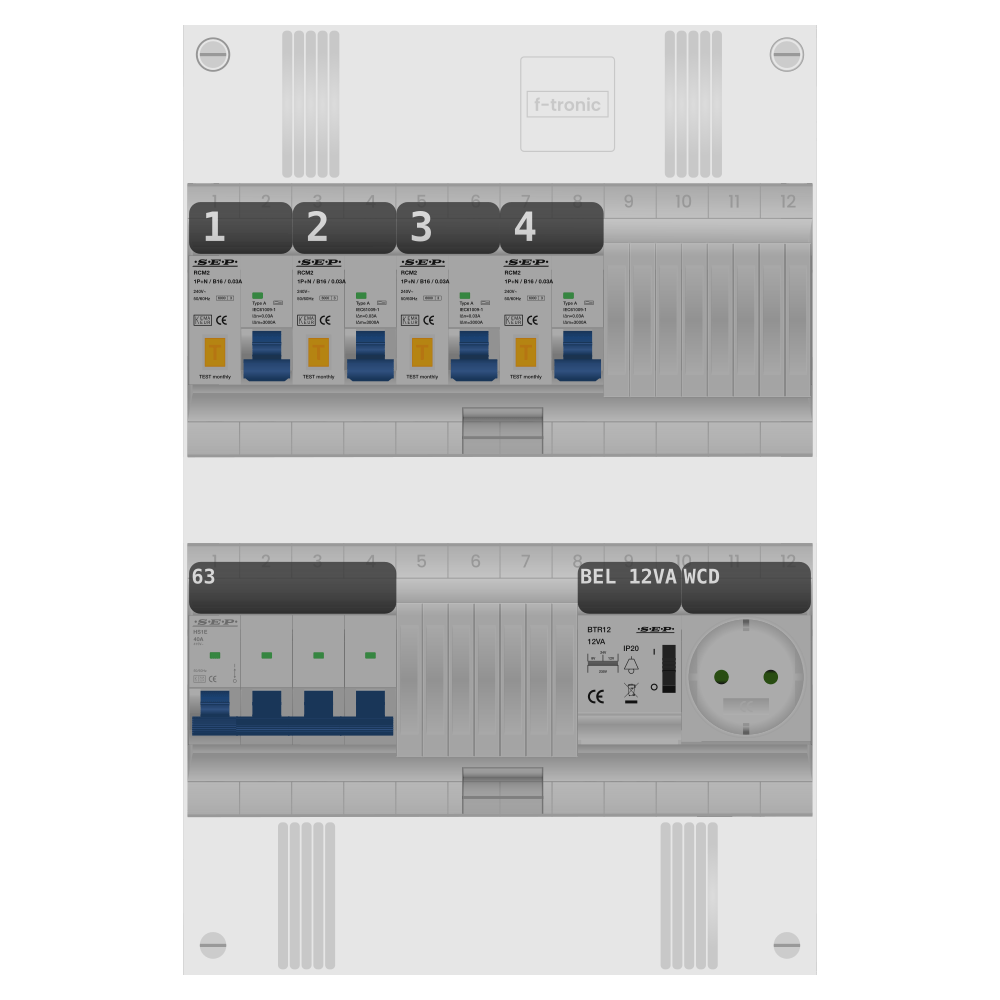 SEP Pro Groepenkast PV-ready 63A 3 fase 4 alamat + beltrafo + wcd