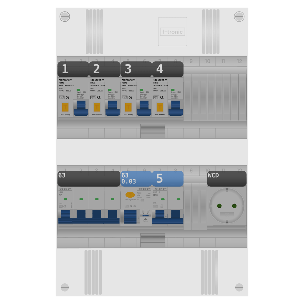 SEP Pro Groepenkast PV-ready 63A 3 fase 4 alamat + wcd + kookgroep