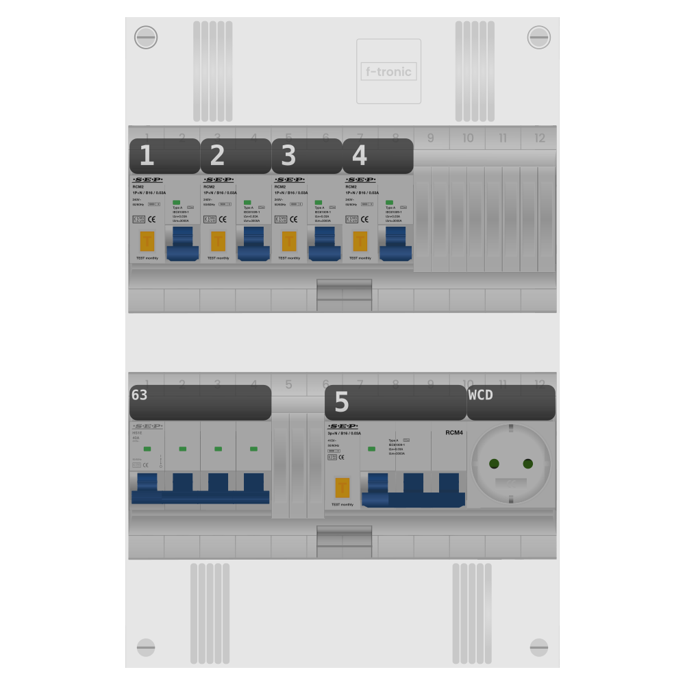 SEP Pro Groepenkast PV-ready 63A 3 fase 4 alamat + wcd + kracht