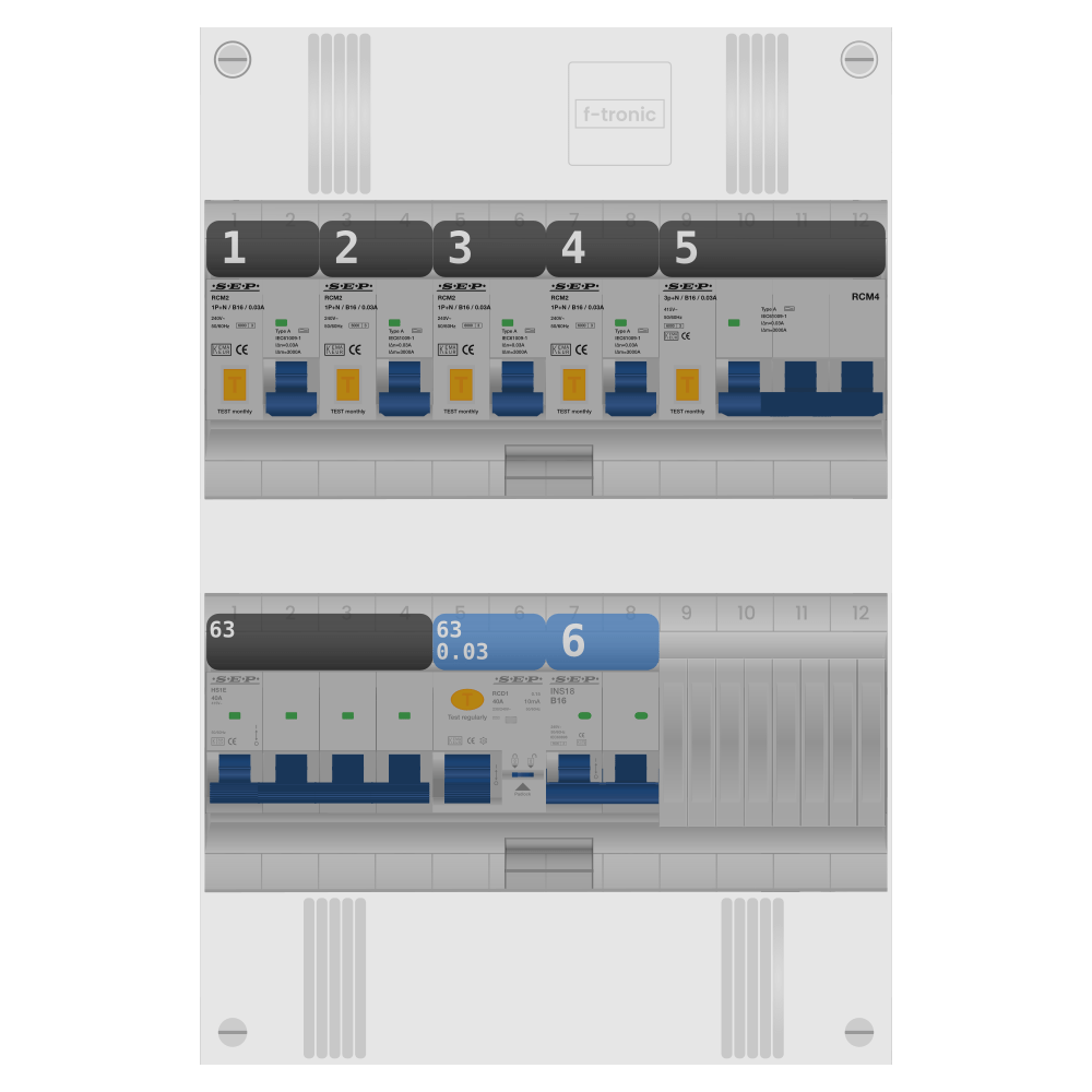 SEP Pro Groepenkast PV-ready 63A 3 fase 4 alamat + kookgroep + kracht