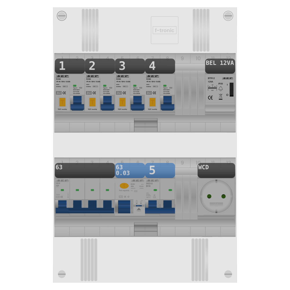 SEP Pro Groepenkast PV-ready 63A 3 fase 4 alamat + beltrafo + wcd + kookgroep