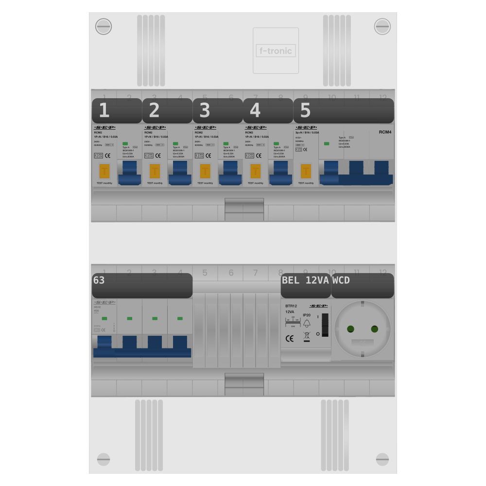 SEP Pro Groepenkast PV-ready 63A 3 fase 4 alamat + beltrafo + wcd + kracht