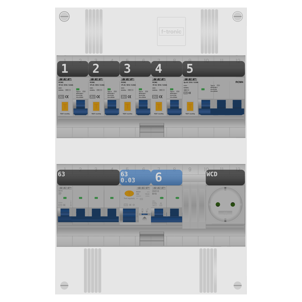 SEP Pro Groepenkast PV-ready 63A 3 fase 4 alamat + wcd + kookgroep + kracht