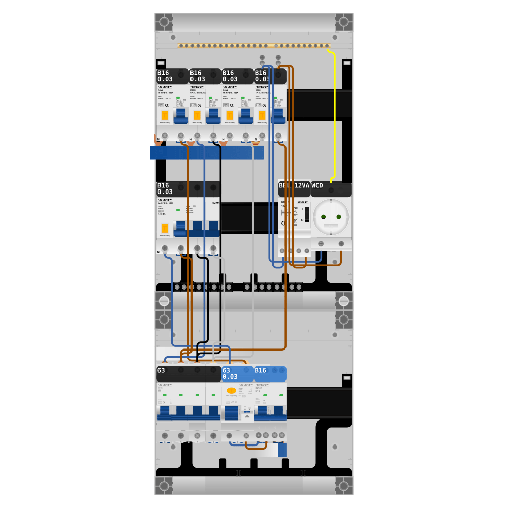 SEP Pro Groepenkast PV-ready 63A 3 fase 4 alamat + beltrafo + wcd + kookgroep + kracht