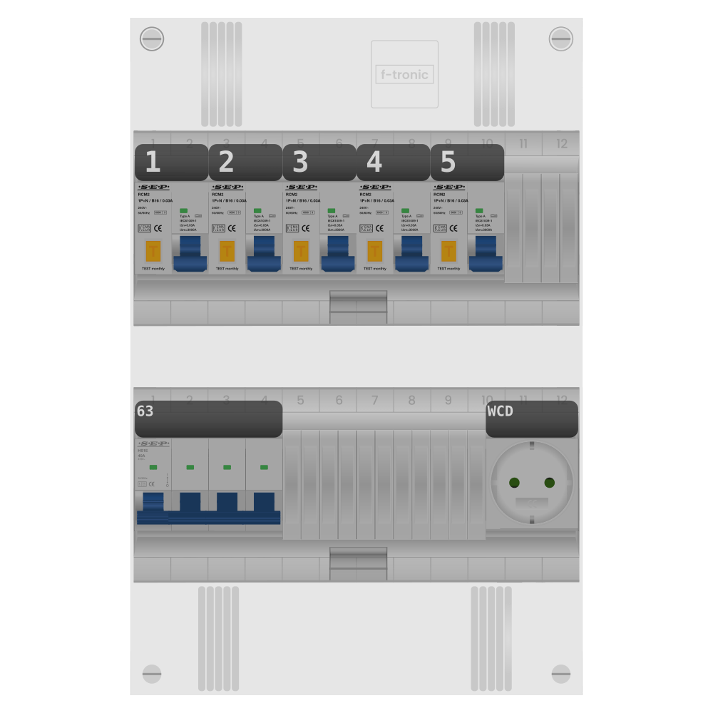 SEP Pro Groepenkast PV-ready 63A 3 fase 5 alamat + wcd