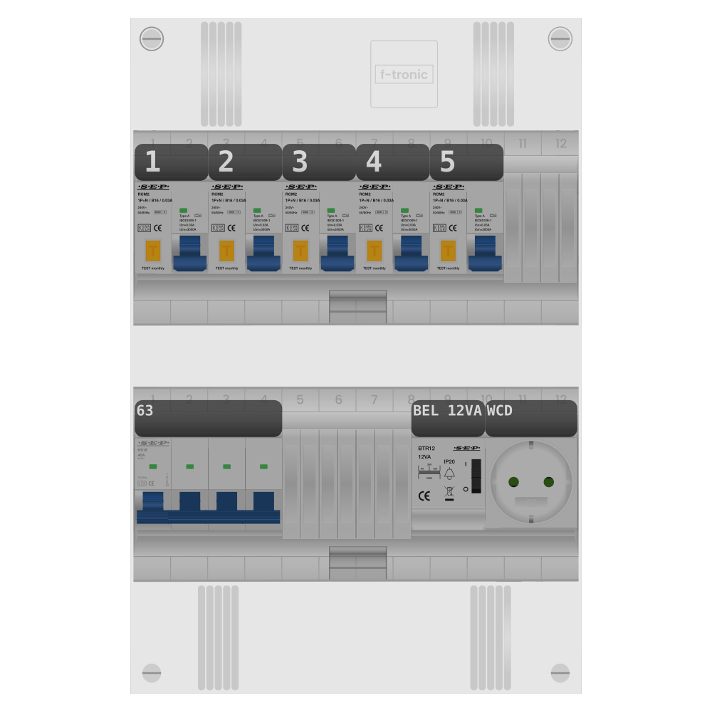 SEP Pro Groepenkast PV-ready 63A 3 fase 5 alamat + beltrafo + wcd