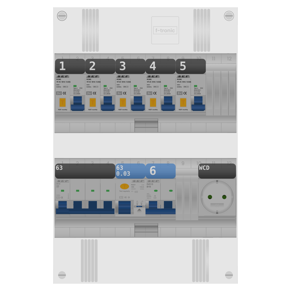 SEP Pro Groepenkast PV-ready 63A 3 fase 5 alamat + wcd + kookgroep