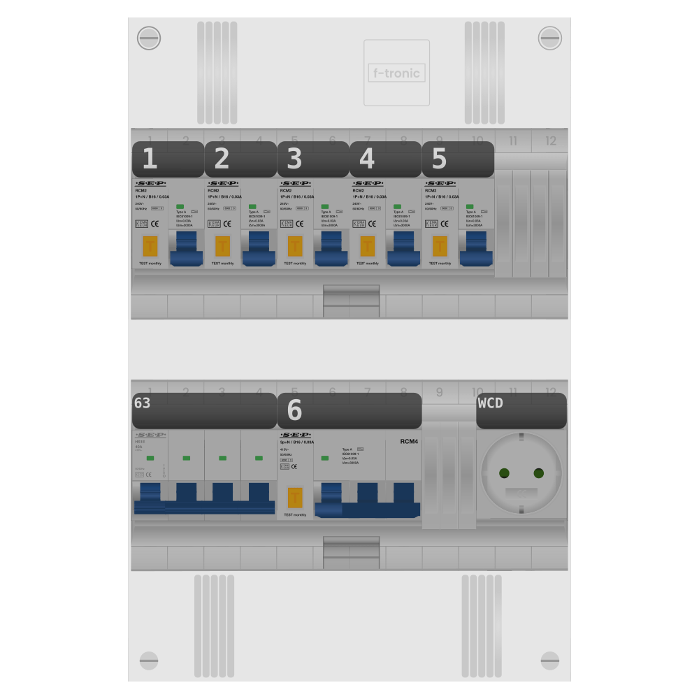 SEP Pro Groepenkast PV-ready 63A 3 fase 5 alamat + wcd + kracht