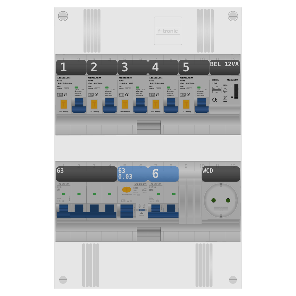 SEP Pro Groepenkast PV-ready 63A 3 fase 5 alamat + beltrafo + wcd + kookgroep