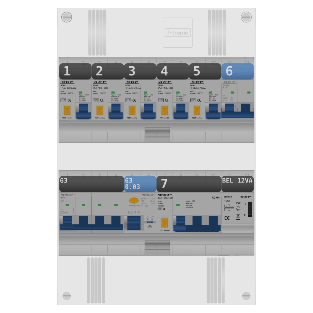 SEP Pro Groepenkast PV-ready 63A 3 fase 5 alamat + beltrafo + kookgroep + kracht