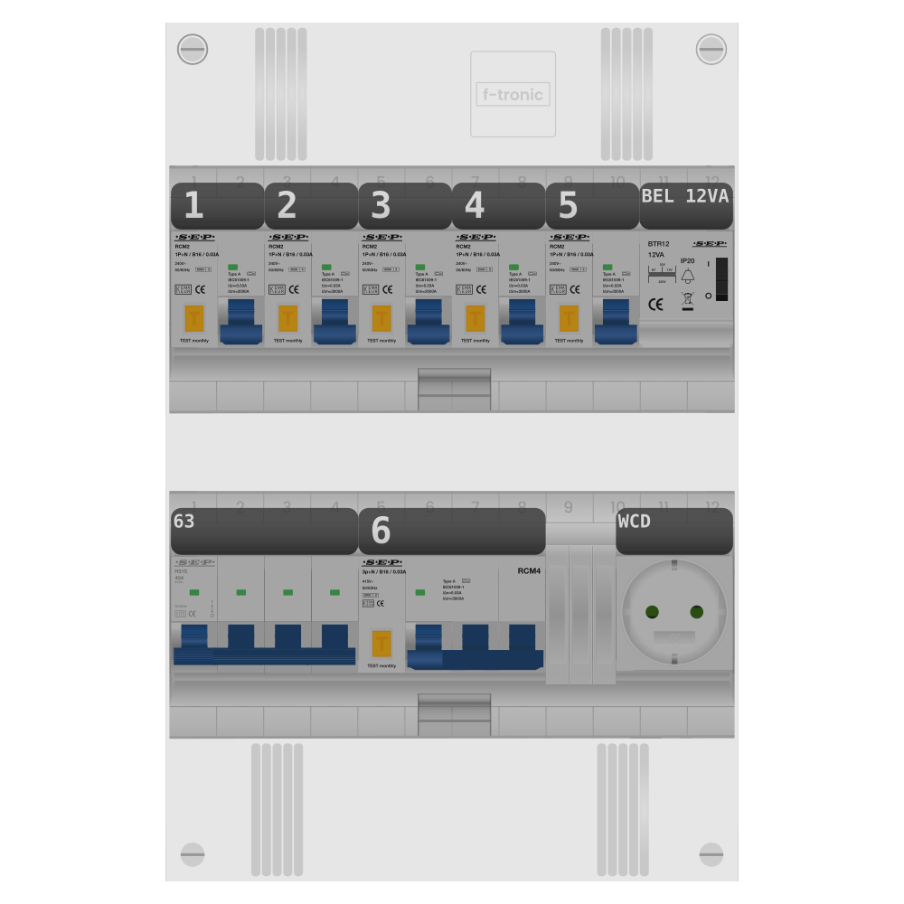 SEP Pro Groepenkast PV-ready 63A 3 fase 5 alamat + beltrafo + wcd + kracht