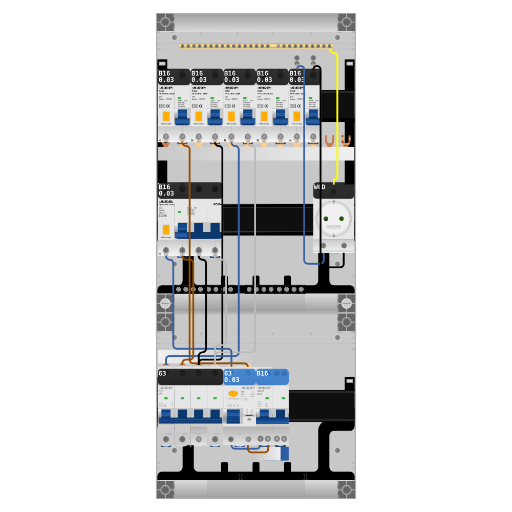 SEP Pro Groepenkast PV-ready 63A 3 fase 5 alamat + wcd + kookgroep + kracht