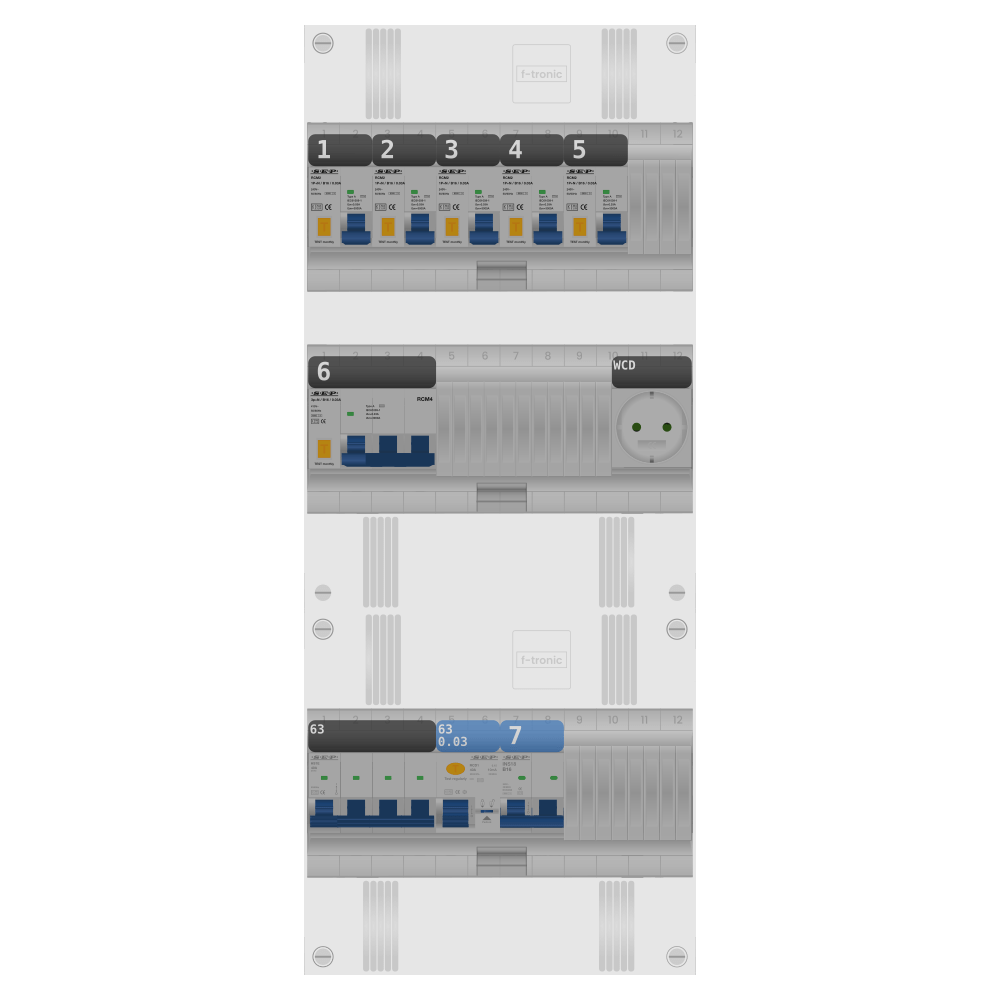 SEP Pro Groepenkast PV-ready 63A 3 fase 5 alamat + wcd + kookgroep + kracht