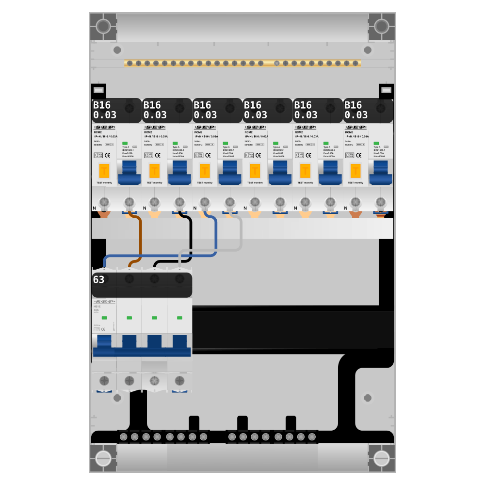 SEP Pro Groepenkast PV-ready 63A 3 fase 6 alamat