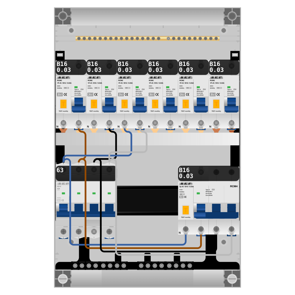 SEP Pro Groepenkast PV-ready 63A 3 fase 6 alamat + kracht
