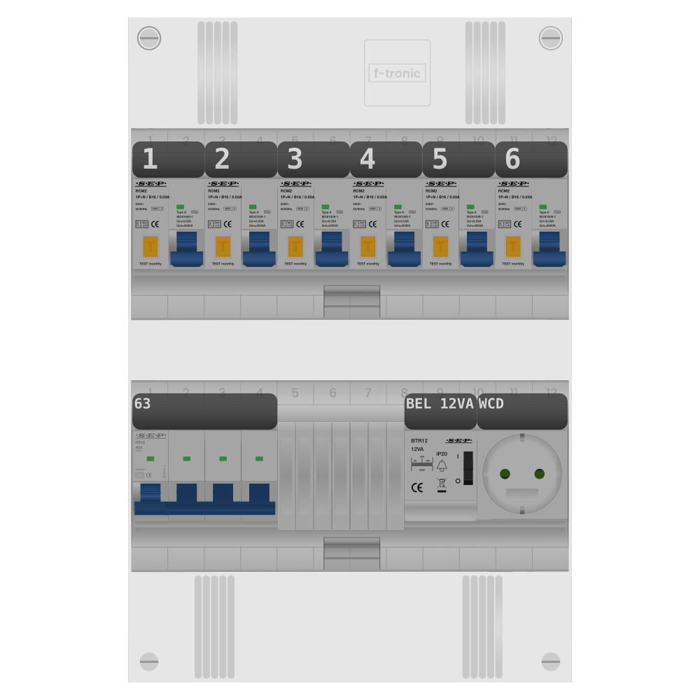 SEP Pro Groepenkast PV-ready 63A 3 fase 6 alamat + beltrafo + wcd