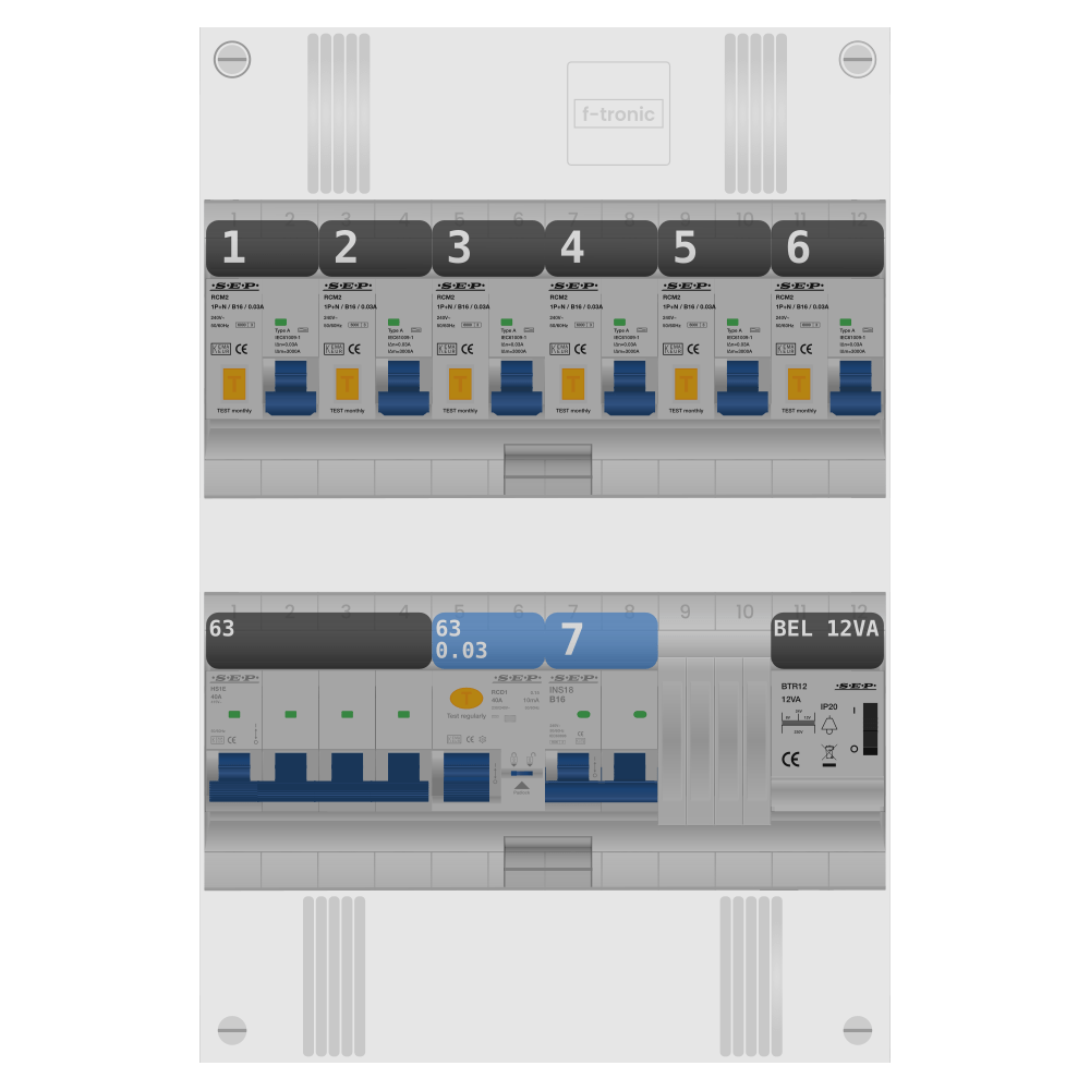 SEP Pro Groepenkast PV-ready 63A 3 fase 6 alamat + beltrafo + kookgroep