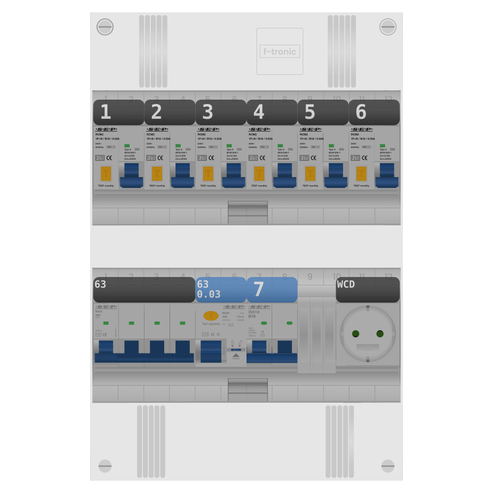SEP Pro Groepenkast PV-ready 63A 3 fase 6 alamat + wcd + kookgroep