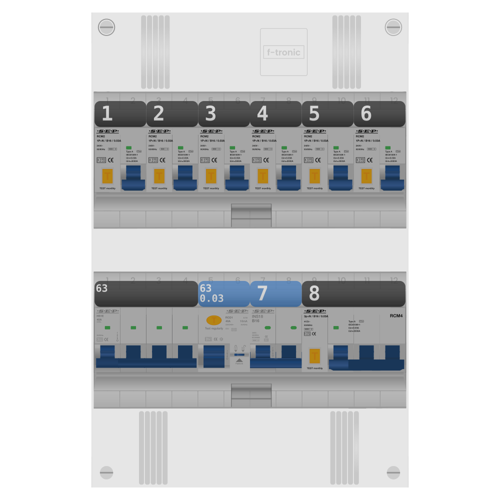 SEP Pro Groepenkast PV-ready 63A 3 fase 6 alamat + kookgroep + kracht